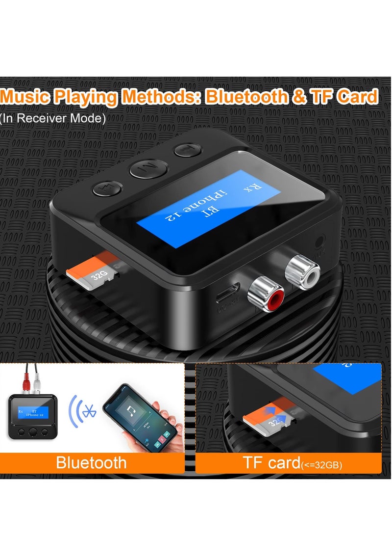 Bluetooth Transmitter Receiver, for TV Home Stereo, Long Range Bluetooth 5.0 Adapter, with 3D Surround aptX Low Latency Optical, for Home Stereo, Headphones, Speakers