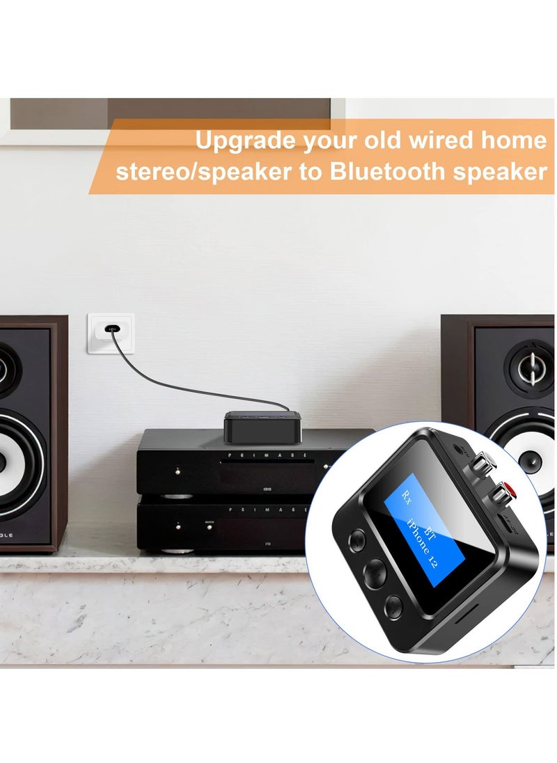 Bluetooth Transmitter Receiver, for TV Home Stereo, Long Range Bluetooth 5.0 Adapter, with 3D Surround aptX Low Latency Optical, for Home Stereo, Headphones, Speakers