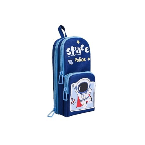 Parshya New Three Layer Canvas Cute Aesthetic Pencil Case for Girls Large Capacity Pen Pencil Pouch Compass Box for School Multifunctional Stationery Organizer Best Return Gift for Birthday (Blue) - Image 1