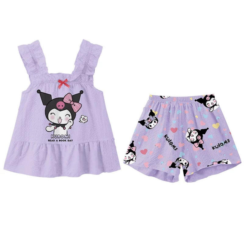 Korean Style Children'S Clothing Cartoon Suspenders Children'S Pajamas Girls Summer Cute Cartoon Girls Middle And Large Children'S Home Clothes - Image 1