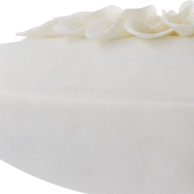OiseauVoler Decorative 3D Flower Throw Pillow Covers Handmade Cushion Cover Cases for Couch Bed Living Room Farmhouse Home Decor 18 x 18 Inch Cream White - Image 5