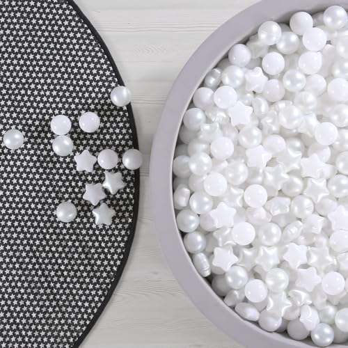 GOGOSO Ball Pit Balls for Toddler Baby Plastic Playballs Kids Soft Pastel Pelotas NonToxic BPAFree Pearl WhiteWhite Star Balls100 Balls - Image 1