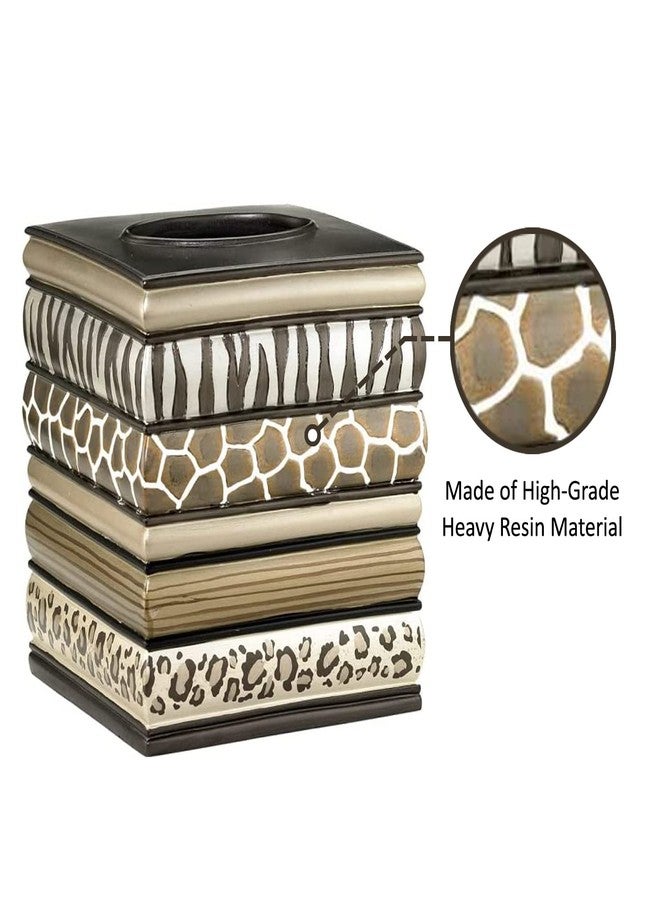 Popular Bath Safari Stripes Modern Bath Accessories Tissue Box Modern Classic Contemporary Decorative Beautiful Designs Bathroom Decor Set for Home Luxury Bathroom, Chocolate - Image 4