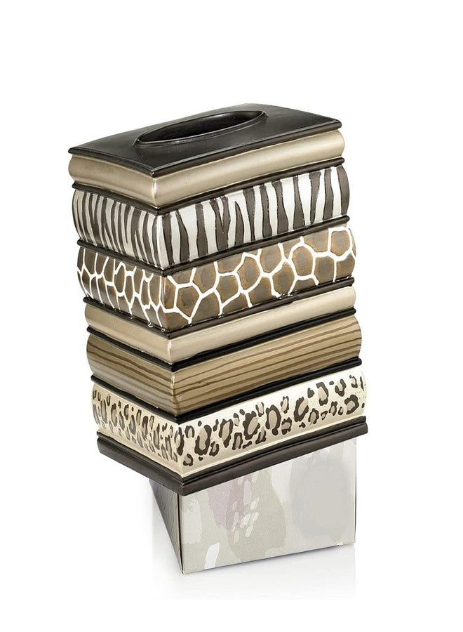 Popular Bath Safari Stripes Modern Bath Accessories Tissue Box Modern Classic Contemporary Decorative Beautiful Designs Bathroom Decor Set for Home Luxury Bathroom, Chocolate - Image 5