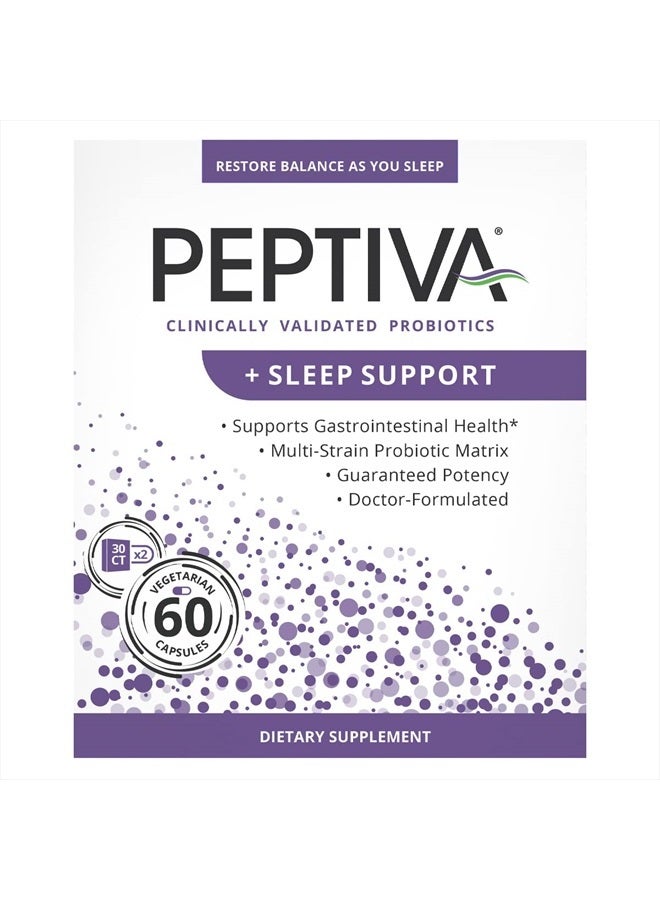Peptiva 26 Billion CFU Probiotic and Sleep Support - Clinically Validated Multi-Strain Probiotic - Lactobacillus and Bifidobacterium, Melatonin - 60 Count - Image 1