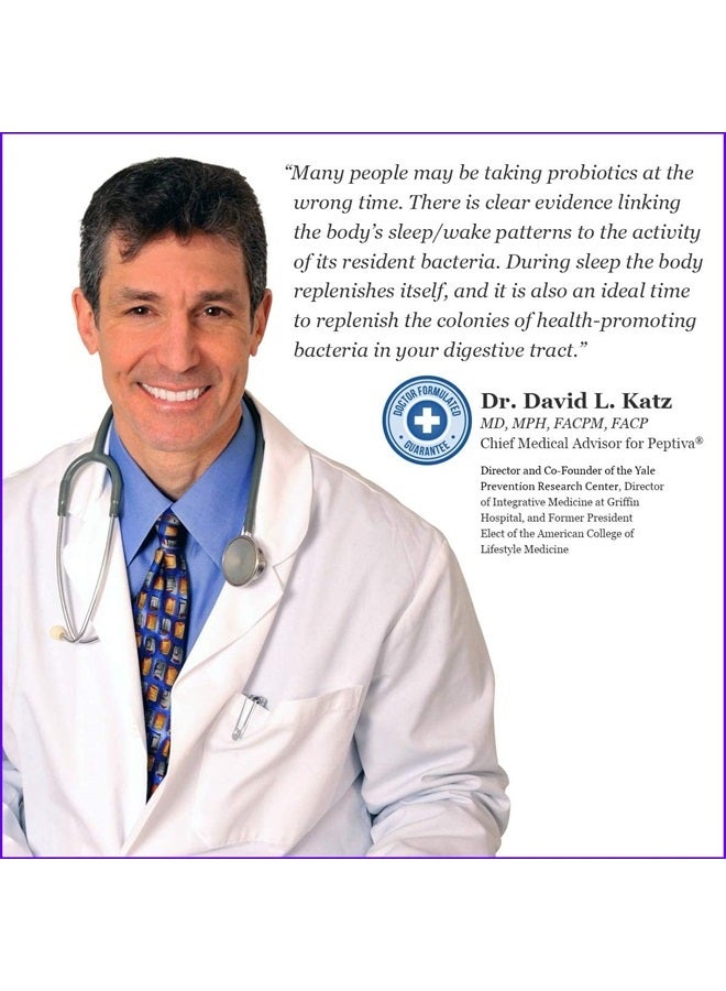 Peptiva 26 Billion CFU Probiotic and Sleep Support - Clinically Validated Multi-Strain Probiotic - Lactobacillus and Bifidobacterium, Melatonin - 60 Count - Image 4