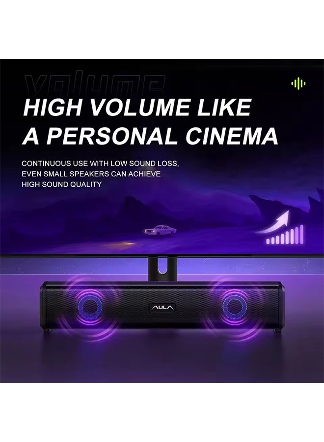 AULA N-170 Soundbar Wired RGB Illuminated Computer Speaker with Powerful Subwoofer for PC TV 4D Surround Sound USB Multimedia - Image 4