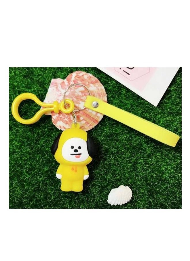 Generic - Bts Bulletproof Boy Cute Character Creative Keychain With Hook And Yellow Strap - Image 1