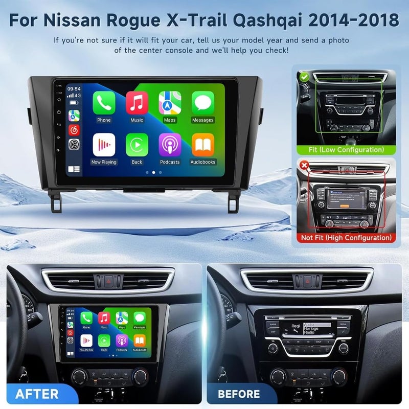 فيريكس شاشة أندرويد للسيارة نيسان إكس تريل / روج / قشقاي 2014-2018، شاشة لمس 9 بوصة مع أبل كار بلاي وأندرويد أوتو لاسلكي، واي فاي، DSP، إف إم/إيه إم، بلوتوث، كاميرا 360 AHD، واجهة سريعة (4+32 جيجابايت) - Image 2