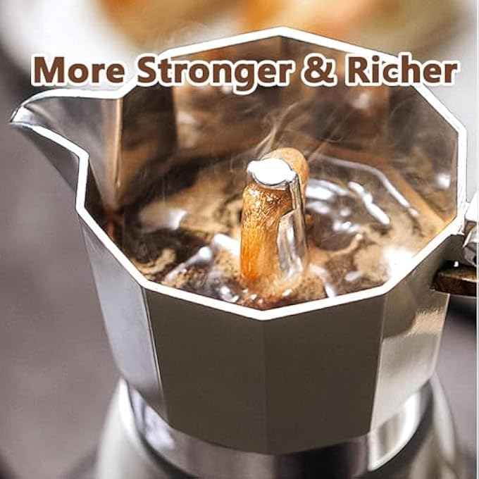 SWIUKPHE Moka Pot Italian Coffee Maker Coffee Pot 6 Cup10 Oz Stovetop Espresso Maker For Gas Or Electric Ceramic Stovetop Camping Manual Cuban Coffee Percolator For Cappuccino Or Latte - Image 2