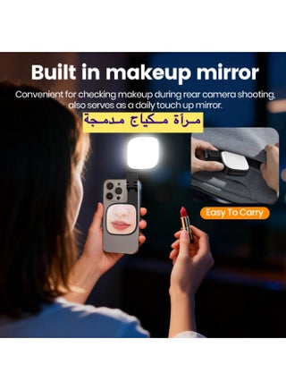 Magnetic Seifie Light With Full Screen Makeup Mirror ,48 LEDS , 10 levels, 3 color Models,Adjustable Angles,USB C Rechargeble , Compatible with Magsafe  & All Phone for Zoom , Makeup, Photography,Video Calls (BLACK) - view 2