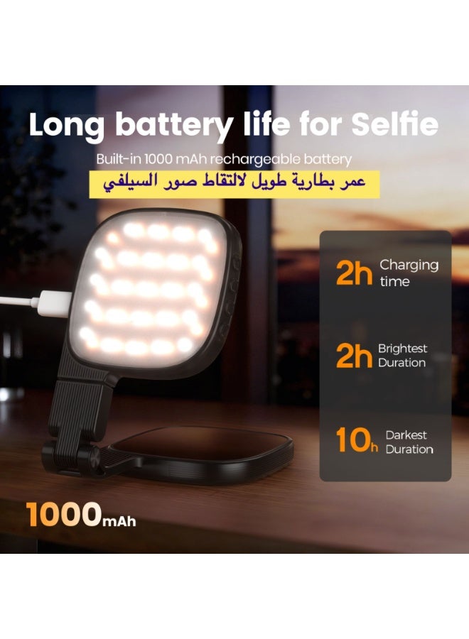 Rofee Magnetic Seifie Light With Full Screen Makeup Mirror ,48 LEDS , 10 levels, 3 color Models,Adjustable Angles,USB C Rechargeble , Compatible with Magsafe  & All Phone for Zoom , Makeup, Photography,Video Calls (BLACK) - Image 3