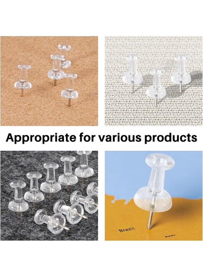 100Pcs Push Pins for Bulletin Board, Thumb Tacks for Cork Board, Clear Plastic Head, Steel Tip, Thumbtacks for Wall Poster Photo Maps Pictures Office Home Decor - Image 3