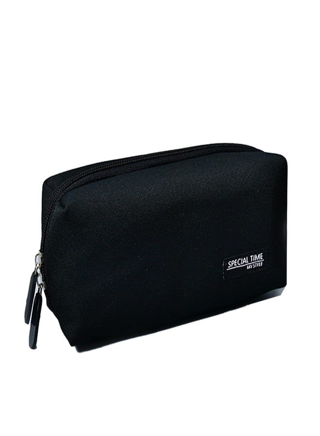 Oligitdi Large Capacity Pencil Bag, Organizer for Pencils and Markers, Canvas Cotton Linen Pencil Pouch with Handle, Portable Makeup Bag, Black - Image 1
