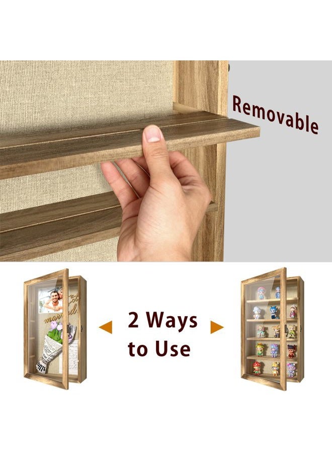 REFGY Shadow Box Frame with Cork Board Backing and Acrylic Paneled, Rustic Burnt Wood Wall Mounted Photos Shadow Box Display Case Cabinet, SH2505-SF - Image 3