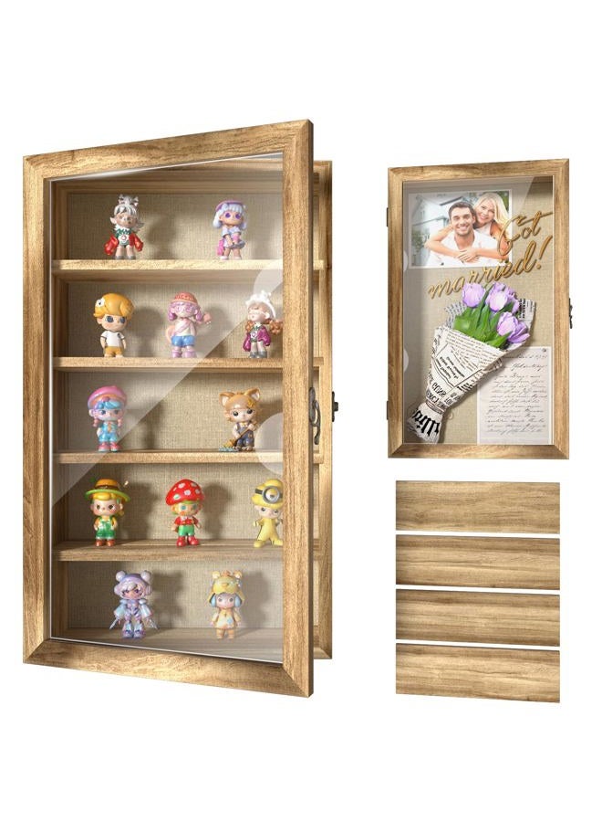 REFGY Shadow Box Frame with Cork Board Backing and Acrylic Paneled, Rustic Burnt Wood Wall Mounted Photos Shadow Box Display Case Cabinet, SH2505-SF - Image 1