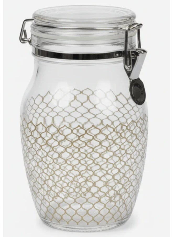 AKDC Finili Premium Airtight Acrylic Clip-Lock Storage Canister – Transparent Body with Elegant Golden Design, 14 × 22 cm - Image 1