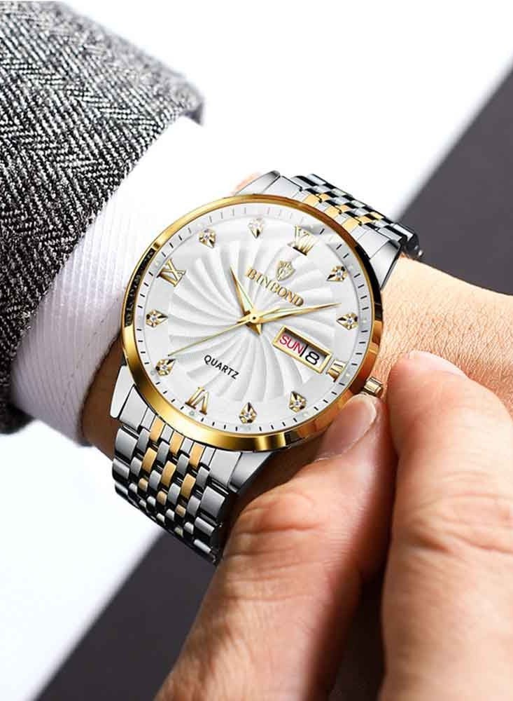 بينبوند ساعات رجالية كوارتز ساعة رجالية مقاومة للماء من الفولاذ المقاوم للصدأ ساعة رجالية كوارتز للأعمال - Image 4