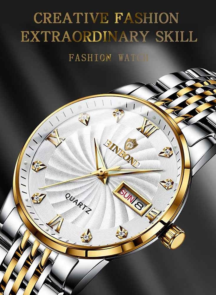 بينبوند ساعات رجالية كوارتز ساعة رجالية مقاومة للماء من الفولاذ المقاوم للصدأ ساعة رجالية كوارتز للأعمال - Image 1