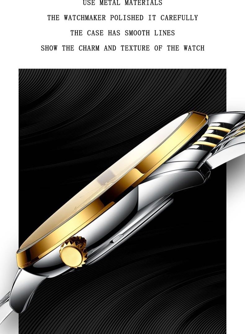 بينبوند ساعات رجالية كوارتز ساعة رجالية مقاومة للماء من الفولاذ المقاوم للصدأ ساعة رجالية كوارتز للأعمال - Image 5