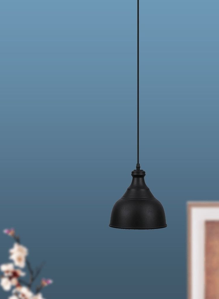 الروضة للإضاءة معلقة سالينا 1 لمبة | حديث ديكور LED E27 معلقة مصباح سقف اضاءة داخلية مصباح معلق دلاية سقف مودرن | مناسبة لأي غرفة | | اللون: أسود | المقاس: 70x22 سم - Image 1