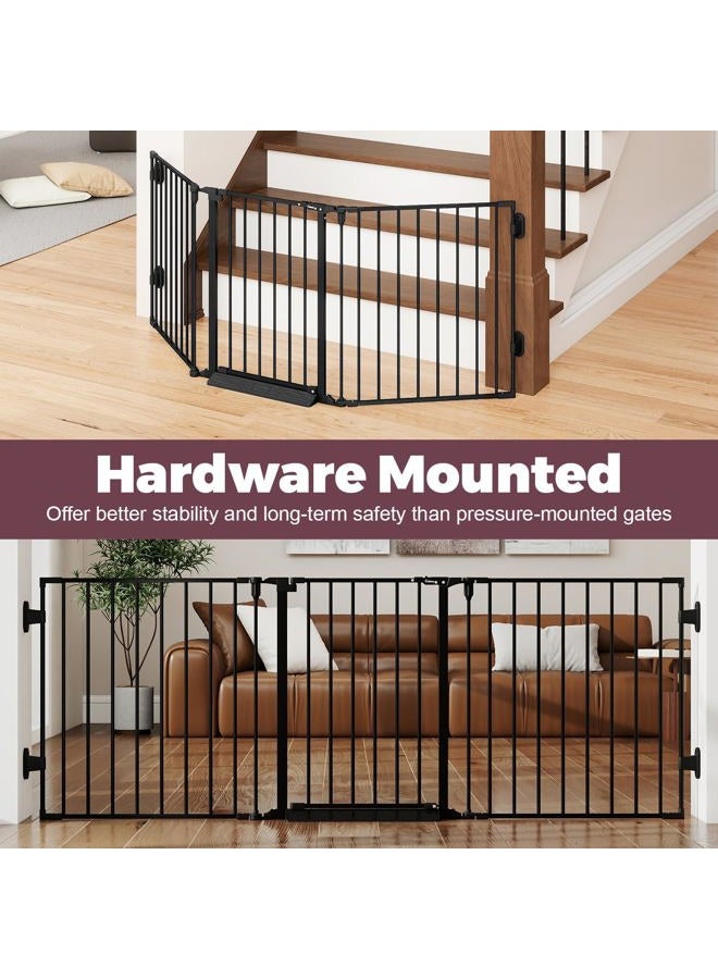 Cideny 78'' Extra Wide Baby Gate, Dog Gates Indoor for Doorways Stairs, Essential Safety Gate for Child, Hardware Mounted Adjustable Pet Gate with Anti-Trip Pedal, 28'' Tall 3 Metal Panels Black - Image 2