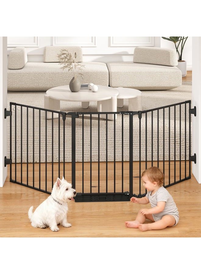 Cideny 78'' Extra Wide Baby Gate, Dog Gates Indoor for Doorways Stairs, Essential Safety Gate for Child, Hardware Mounted Adjustable Pet Gate with Anti-Trip Pedal, 28'' Tall 3 Metal Panels Black - Image 1
