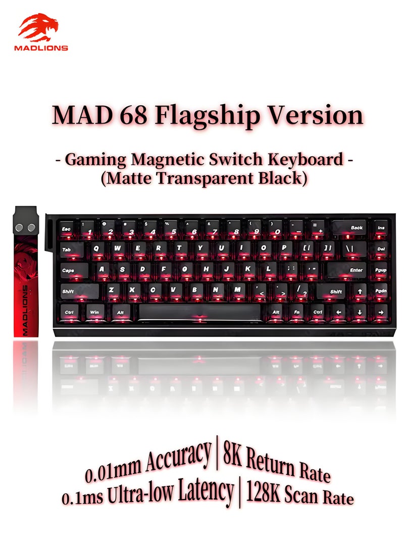 مادليونس لوحة مفاتيح MAD68 HE RGB للألعاب، لوحة مفاتيح ميكانيكية بمعدل تحديث 8000 هرتز ودقة تصل إلى 0.01 مم، مع دعم التبديل السريع للمفاتيح ومفاتيح مغناطيسية، مناسبة لألعاب FPS، هدية مثالية لأعياد الميلاد - Image 1