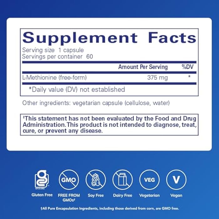 Pure Encapsulations L-Methionine | Glutathione and Amino Acid Supplement for Joints, Liver and Pancreas Support, Antioxidants, and Nervous System* | 60 Capsules - Image 2