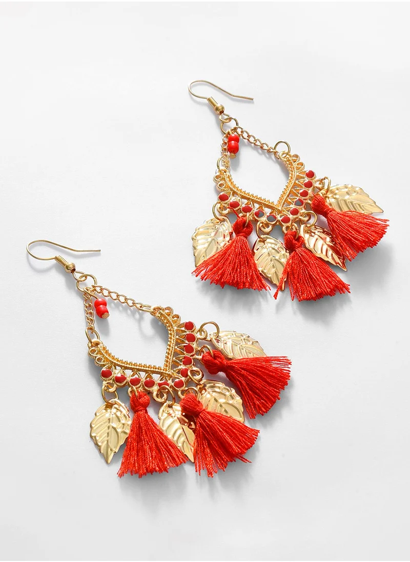 SOHI Contemporary Drop Tasselled Earrings