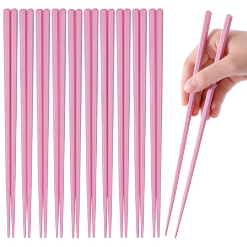 PYBBO 10 Pairs Fiberglass Chopsticks Non-Slip Tips, Dishwasher Safe & Reusable Japanese Korean Chopsticks for Sushi Ramen, 9.63 inch/24.5cm Chop Sticks for Family Restaurant - Pink - Image 1