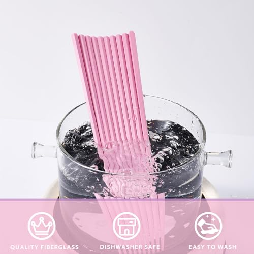 PYBBO 10 Pairs Fiberglass Chopsticks Non-Slip Tips, Dishwasher Safe & Reusable Japanese Korean Chopsticks for Sushi Ramen, 9.63 inch/24.5cm Chop Sticks for Family Restaurant - Pink - Image 4