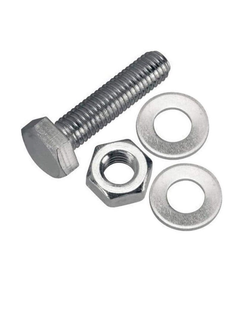 Generic 12 pcs Hex Head Screw Bolts Nuts & Washers Fully Thread GI Plain Finish Bolt Set. (18, 80MM)  - Image 3