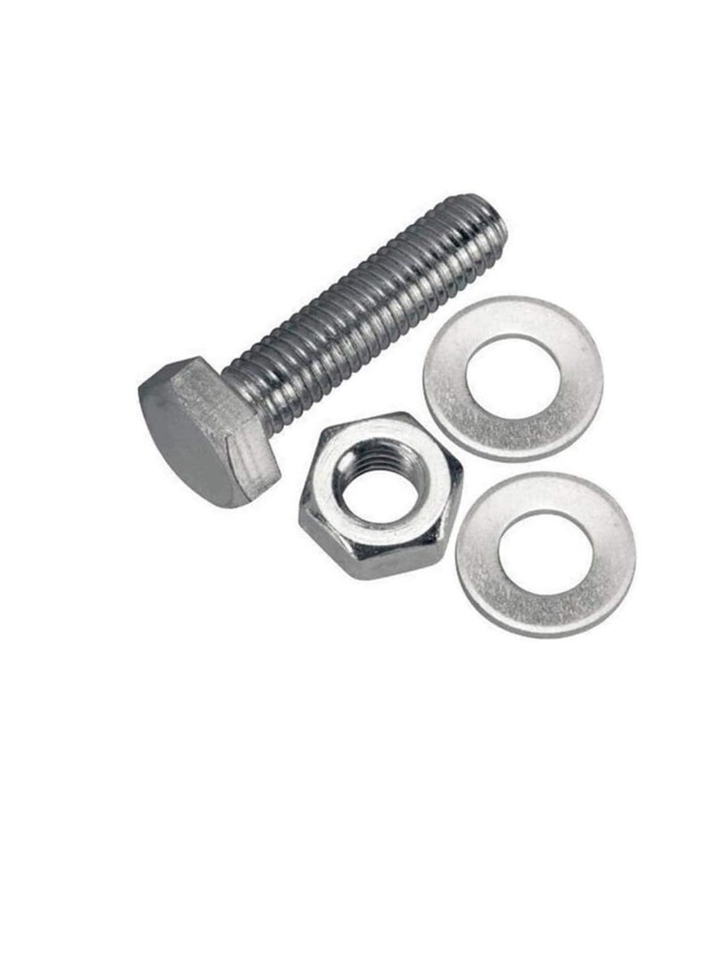 Generic 12 pcs Hex Head Screw Bolts Nuts & Washers Fully Thread GI Plain Finish Bolt Set. (18, 80MM)  - Image 2