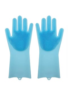 Dealfreez Dealfreez Multipurpose Antislip Silicone Gloves Heat Resistant Reusable Dishwashing Scrubbing Gloves 1 Pair 2 Pcs Blue 