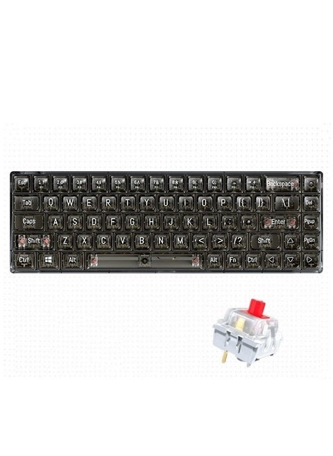 Transparent Gaming Keyboard,68 Keys USB Wired Mechanical Keyboard with Transparent PBT Keycaps and RGB Side Light for Office Gaming,Suitable for PC/Ps4/Xbox Gamers,Red Switch