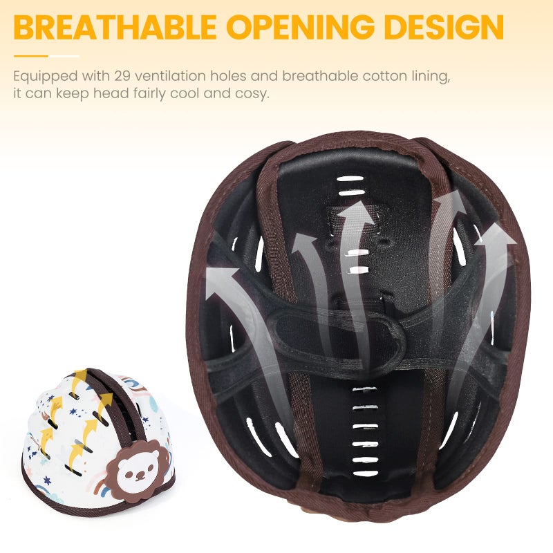IvyWind Baby Safety Helmet, Breathable Baby Head Protector for Crawling and Walking, Infant Soft Helmet, Anti-Collision, Ultra-Lightweight, Expandable and Adjustable Age 6m-24m (Brown Lion) - Image 3