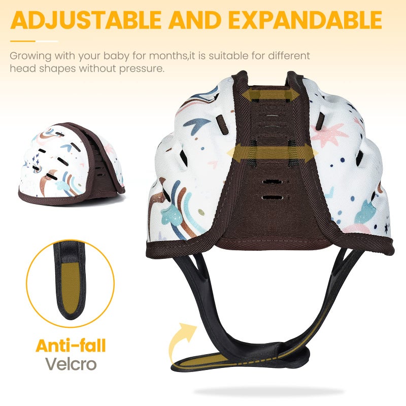 IvyWind Baby Safety Helmet, Breathable Baby Head Protector for Crawling and Walking, Infant Soft Helmet, Anti-Collision, Ultra-Lightweight, Expandable and Adjustable Age 6m-24m (Brown Lion) - Image 2