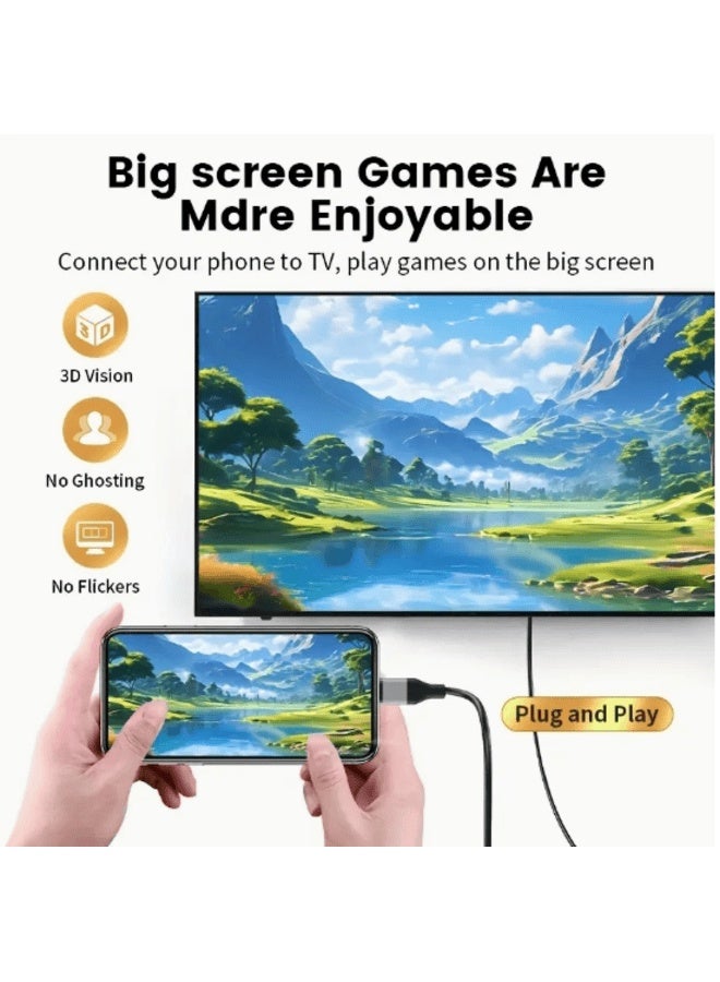 Type-C to HDMI Cable 1.8 Meter | USB-C to HDTV Cable | 4K HD Resolution | Flat Male-to-Male Connector | Compatible with Mobile Phone, Laptop, Computer, iPad, Android, iOS, Samsung - Image 3