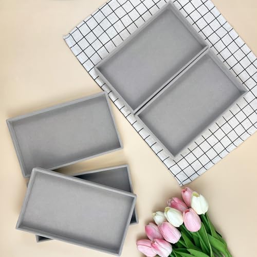 YEXEXINM 12pcs Small Velvet Jewelry Trays, 8.3 x 5 x 1 Inches Premium Stackable Jewelry Drawers Organizer Trays, Jewelry Storage Display Trays for Necklace Earring Ring Bracelet, Grey (1 grid) - Image 4