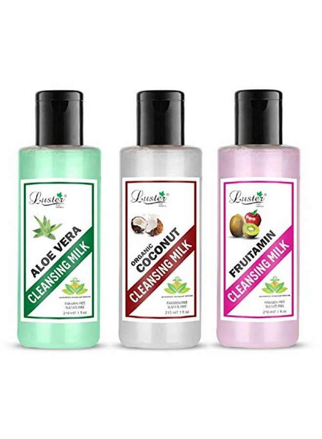 LUSTER Aloe Vera & Organic Coconut & Fruitamin Extra Care Cleansing Milk | Combo | Makeup Remover | Face Cleanser (Paraben & Sulfate Free) 210 Ml (Pack Of 3) - Image 1