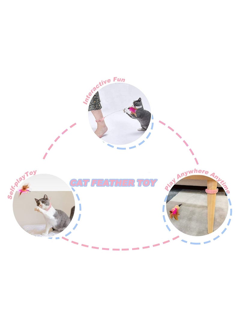 لعبة ريشة على شكل طوق قطة مع عصا تفاعلية لإثارة اهتمام القطط (أزرق) - Image 5