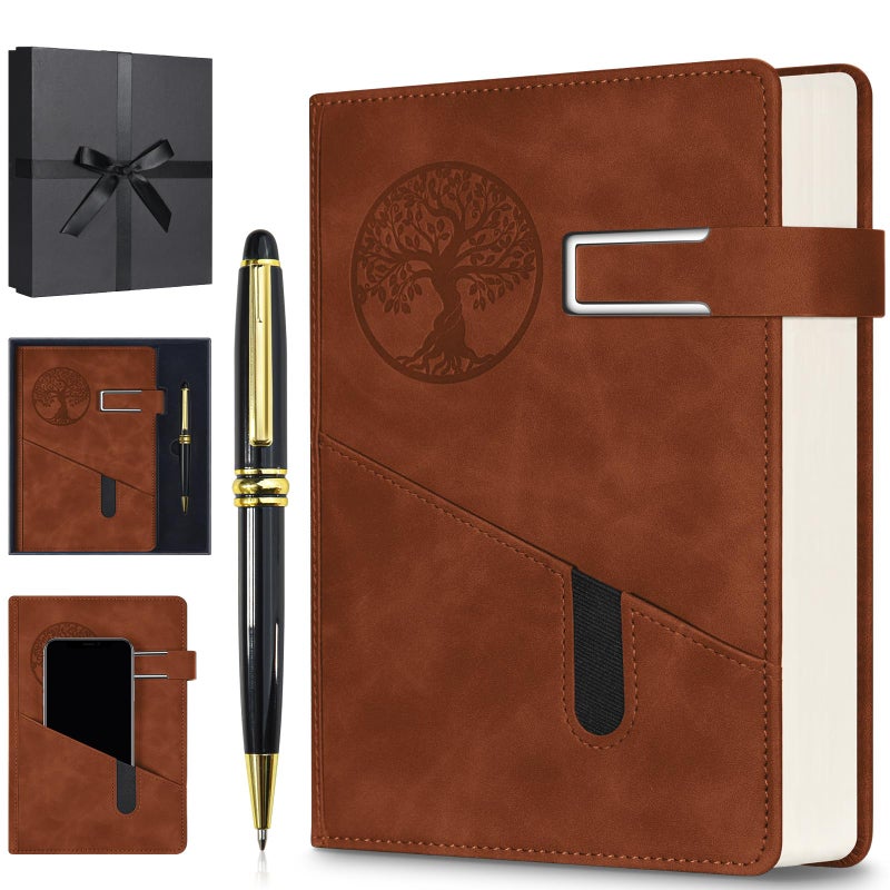 OFFIGIFT Lined Notebook Journal for Men Women, 365 Pages Numbered College Ruled Notebook, Hardcover Leather Journal with Pen & Gift Box, Thick Daily Diary, Professional Notebooks for Work, School, Business, A5 - Image 1