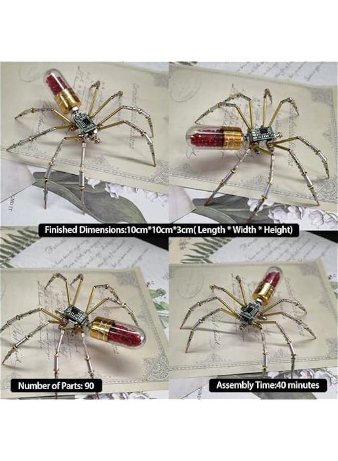 جيني احجية معدنية ثلاثية الابعاد للحشرات، 90 قطعة من نموذج الدوائر الميكانيكية والعنكبوت من ستيمبنك هدايا للبالغين (اصدار المجموعة/احمر)، KOS30162F141MZQG - Image 2