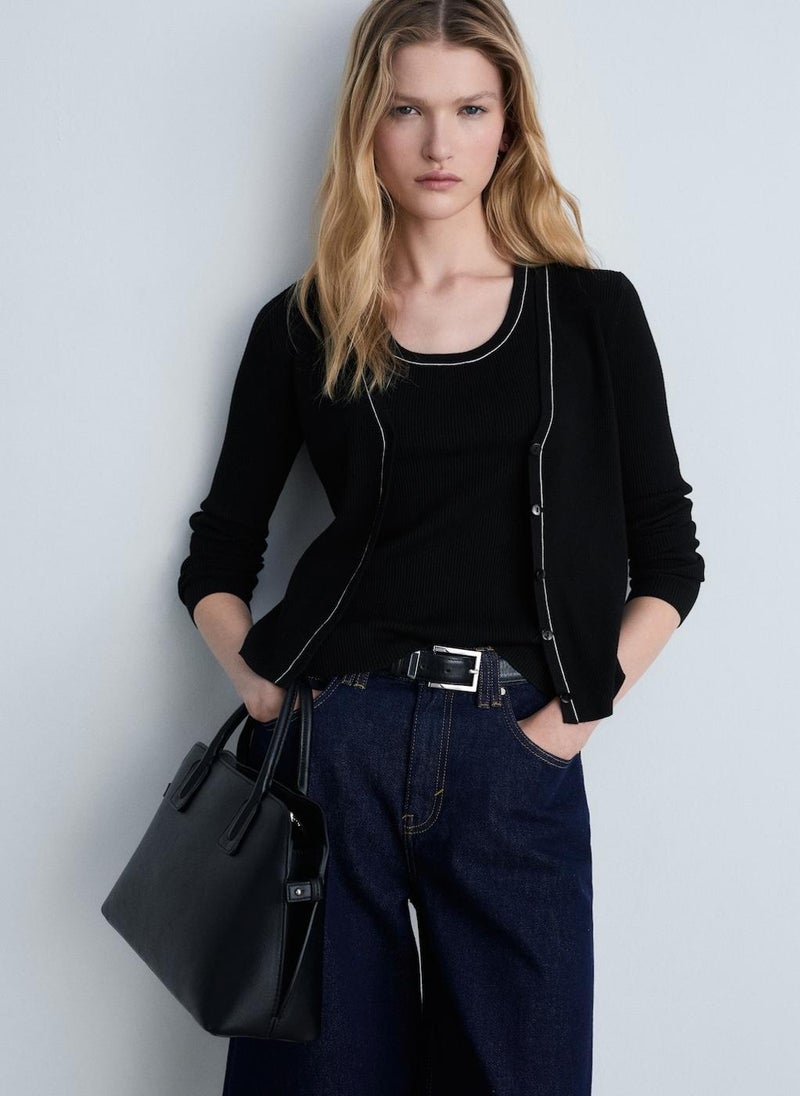 MANGO Casual V-Neck Knitted Cardigan  - Image 1