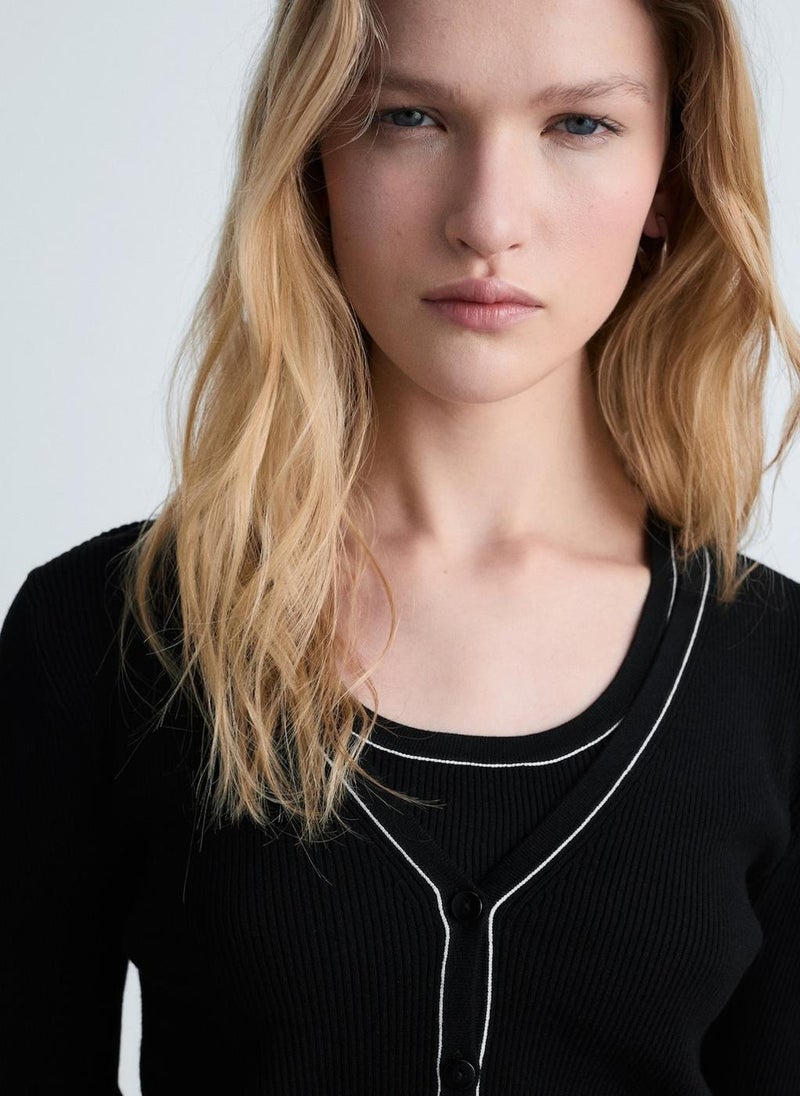 MANGO Casual V-Neck Knitted Cardigan  - Image 3