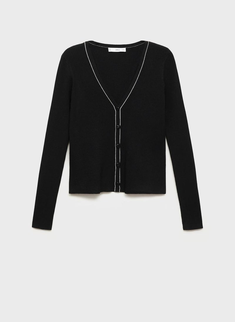 MANGO Casual V-Neck Knitted Cardigan  - Image 5