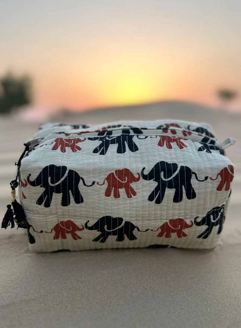 Tohfa Luxe Tohfa Luxe Elephant Parade Handmade Block Printed Pouch
