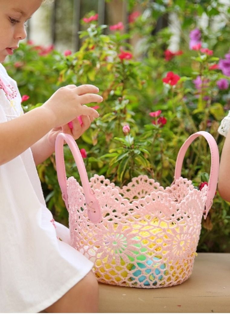 Salla Multipurpose Storage Cotton Basket Pink 23x15cm - Image 2