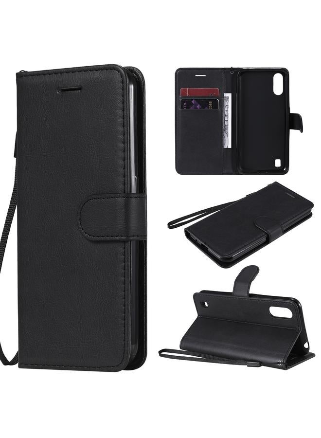 S-TOP Case For Samsung Galaxy M01 Solid Color Horizontal Flip Protective Leather Case with Holder & Card Slots & Wallet & Photo Frame & Lanyard - Image 1